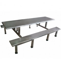 不锈钢连体八人位餐桌 耐用稳固又安全