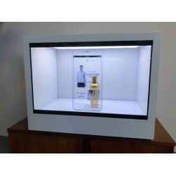 东莞惠华22寸触摸透明液晶展示柜、透明屏触控展示柜